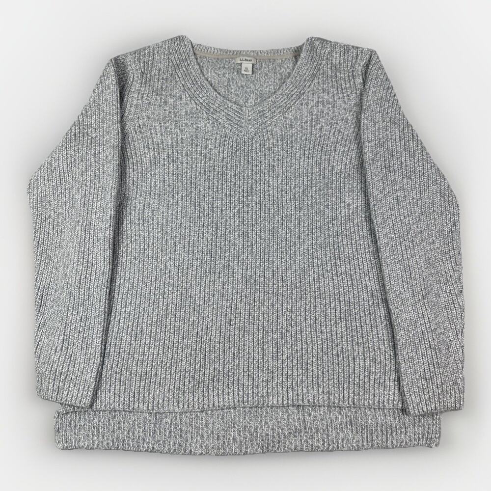 L.L. Bean Knit Pullover Sweater Marbled Gray Womens Size XL